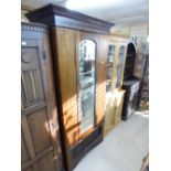 INLAID SINGLE WARDROBE WITH MIRROR TO FRONT & DRAWER BELOW