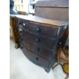 VICTORIAN, MAHOGANY BOW FRONT 2 OVER 3, CHEST OF DRAWERS