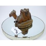 VINTAGE CARVED WOOD INKWELL IN THE FORM OF A CAMEL