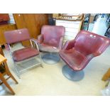 PAIR OF RETRO HAIMI SWIVEL CHAIRS + VINTAGE FOLDING CHAIR STAMPED 1964