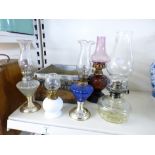 6 OIL LAMPS, INCLUDING DOLLS HOUSE SIZE