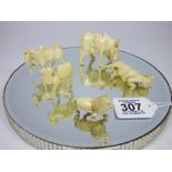 5 X 1930s CARVED IVORY ANIMALS