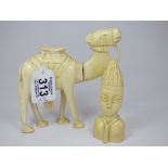 1930s NORTH AFRICAN CARVED IVORY CAMEL & BUST