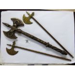 3 X ORNAMENTAL METAL AXES