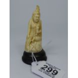 1930s CARVED IVORY ASIAN DIETY 8.5 CMS HIGH