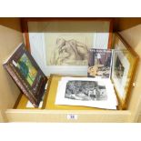 QUANTITY OF EROTIC ART ITEMS INCLUDING BOOKS & FRAMED PRINTS
