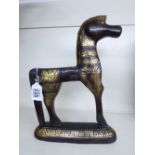 BRONZED FIGURE OF A STYLIZED HORSE 32 CMS HIGH