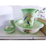 VICTORIAN JUG & BOWL SET WITH MATCHING VASE & COVERED BOWL