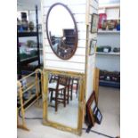 OVAL MIRROR WITH BEVELLED GLASS+ RECTANGULAR MIRROR IN ORNATE FRAME