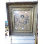 PICTURE OF AN EDWARDIAN FAMILY IN ORNATE FRAME 46 X 53 CMS