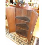 MAHOGANY WALL HUNG CORNER CUPBOARD