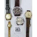 5 WATCHES INCLUDING TISSOT & SMITHS