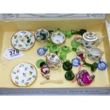 VINTAGE YARDLEYS SOAP BOX, CONTAINING DOLLS HOUSE CUPS & SAUCERS INCLUDING MINTONS & OTHERS