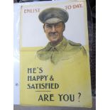 ORIGINAL WW1 POSTER, 'ENLIST TODAY, HE'S HAPPY & SATISFIED ARE YOU?' POSTER NO 96, BY TURNER &