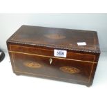 GEORGIAN MAHOGANY INLAID TEA CADDY / JEWELLERY BOX 29.5 X 14 CMS