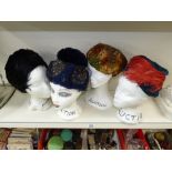 4 X VINTAGE 1920s FEATHER HATS 1 X CONTESSA BY LE-WITE & 1 X CALEYS OF WINDSOR