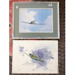 2 X SPITFIRE PICTURES 1 WEINERT WATERCOLOUR AND HEDGES PRINT