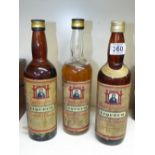3 X BOTTLES OF RUTHERFORDS LIQUER SCOTCH WHISKY 70° PROOF, SEALS TO TOPS UNBROKEN