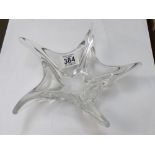 DAUM, SIGNED CRYSTAL STAR BOWL 8 CMS HIGH X 25 CMS WIDE