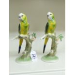 2 AUSTRIAN CERAMIC BUDGIE FIGURES 20 CMS HIGH