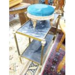 FOOTSTOOL & DISPLAY STAND WITH MARBLE SHELVES