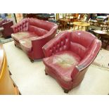 VINTAGE LEATHER 2 SEATER SOFA WITH MATCHING SINGLE CHAIR, BOTH WITH BALL & CLAW FEET