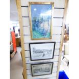 4 FRAMED & GLAZED PRINTS + PAINTING OF A TROPICAL SCENE