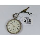 HALL MARKED SILVER POCKET WATCH & KEY