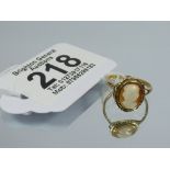 9 ct GOLD CAMEO RING 1.68 GRAMS