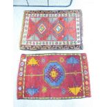 2 VINTAGE HAND MADE PRAYER RUGS 80 x 55 and 84 x 52 cms