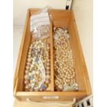 QUANTITY OF COSTUME JEWELLERY IN WOODEN BOX