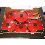 6 X FRENCH CAST IRON SAUCE PANS