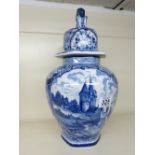 DELFT BLUE & WHITE VASE & LID 40 CMS HIGH