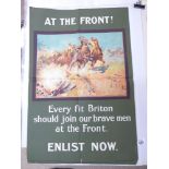 ORIGINAL WW1 POSTER, ' EVERY FIT BRITON SHOULD JOIN OUR BRAVE MEN AT THE FRONT, ENLIST NOW' POSTER