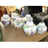 6 ORIENTAL GINGER JARS