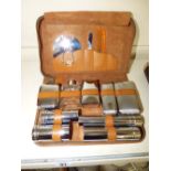 GENT'S VINTAGE LEATHER CASED VANITY SET