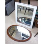 OVAL MIRROR WITH BEVELLED GLASS & BEVELLED GLASS MIRROR IN PAINTED FRAME