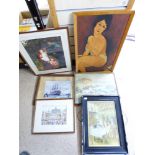 6 ASSORTED PICTURES INCLUDING MODIGLIANI STYLE