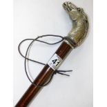WALKING STICK WITH METAL HORSES HEAD