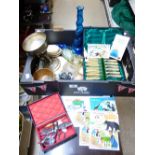 MIX LOT INCLUDING BOXED FLATWARE & POSTCARDS