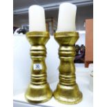 PAIR GILT FINISH CANDLESTICKS HEIGHT 29 CMS