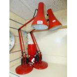 2 X RED ANGLEPOISE LAMPS & 1 OTHER