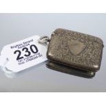 HALL MARKED SILVER VESTA CASE 1901-02 MINSHULL & LATIMER 28.78 GRAMS