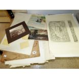 PORTFOLIO OF VINTAGE DRAWINGS, SKETCHES & PRINTS