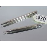 HALL MARKED SILVER YARD-O-LED PENCIL, ENGRAVED DOUGLAS & STERLING SILVER MECHANICAL PENCIL