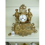 JAPPY FRERES SPELTER FIGURAL MANTLE CLOCK 34 CMS HIGH