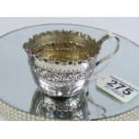 VICTORIAN HALL MARKED SILVER EMBOSSED CREAM JUG, LONDON 1885-86, 58.98 GRAMS