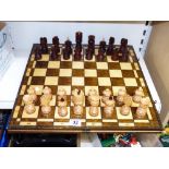 CARVED WOOD CHESS SET