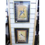 2 X EASTERN PICTURES OF BIRDS ON SILK