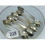 10 X HALL MARKED SILVER TEASPOONS 125.84 GRAMS